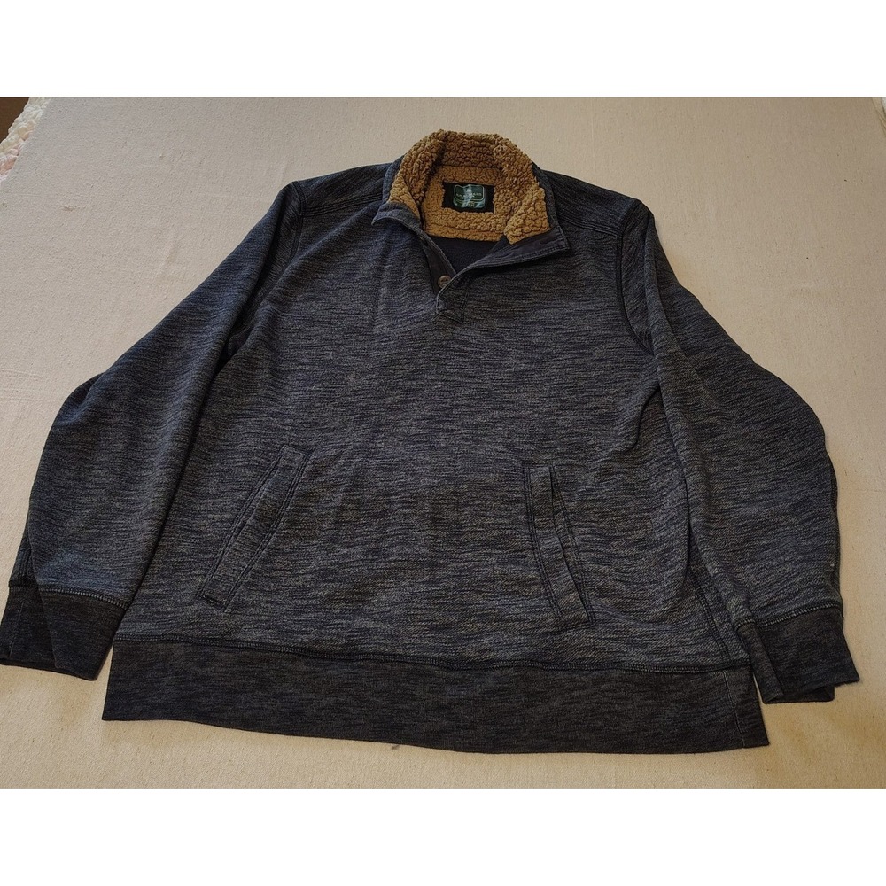 GH Bass Co Mens Sherpa Neck Lined Quarter Zip Pullover Sweater Fleece XL